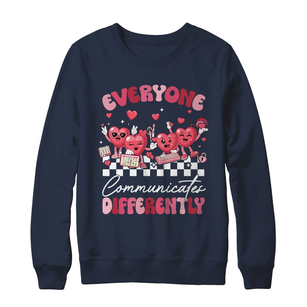 Everyone Communicates Differently Autism Valentines Shirt & Sweatshirt | teecentury