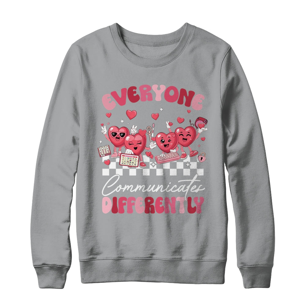 Everyone Communicates Differently Autism Valentines Shirt & Sweatshirt | teecentury