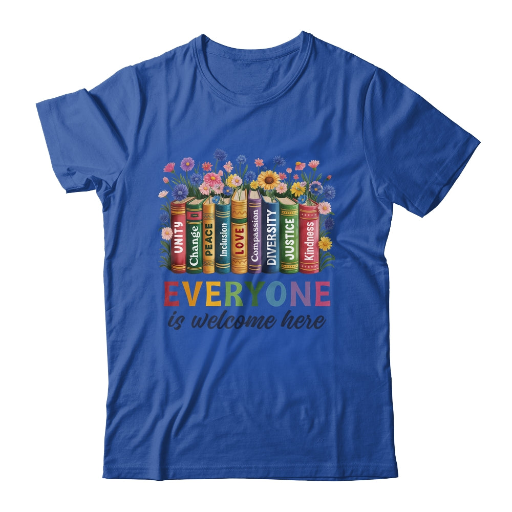 Everyone Is Welcome Here Floral Book LGBT Pride Equality Shirt & Tank Top | teecentury