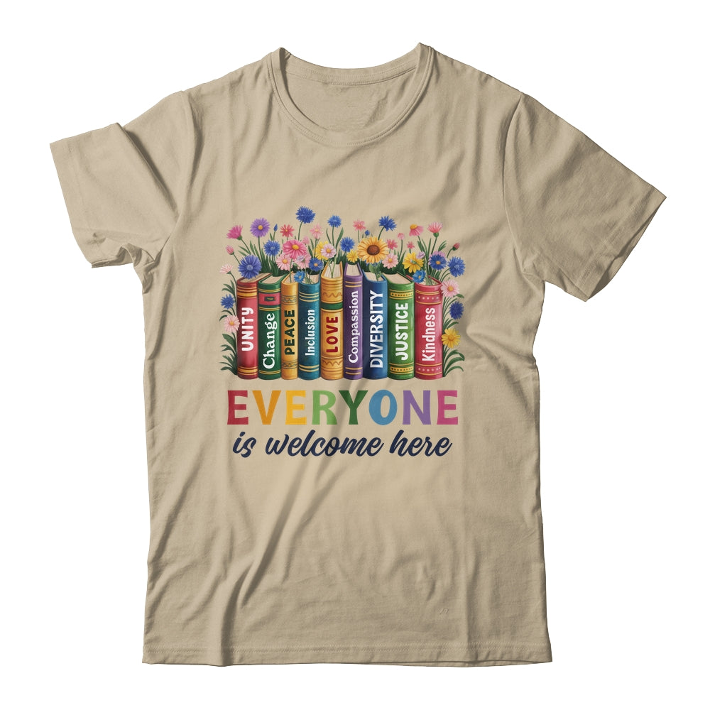 Everyone Is Welcome Here Floral Book LGBT Pride Equality Shirt & Tank Top | teecentury