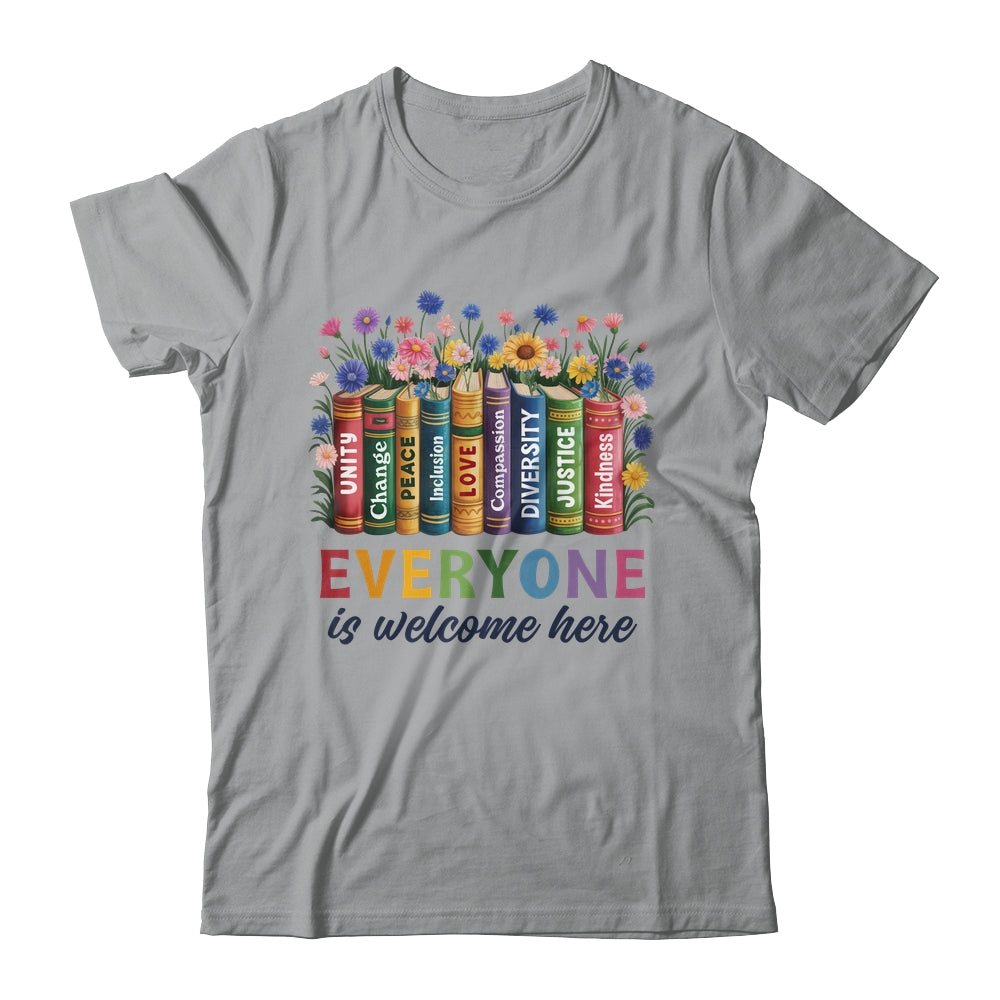 Everyone Is Welcome Here Floral Book LGBT Pride Equality Shirt & Tank Top | teecentury