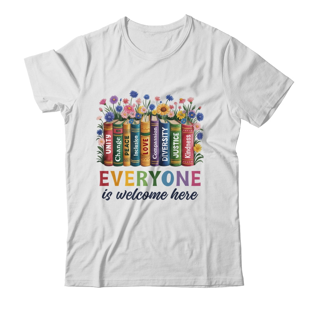 Everyone Is Welcome Here Floral Book LGBT Pride Equality Shirt & Tank Top | teecentury