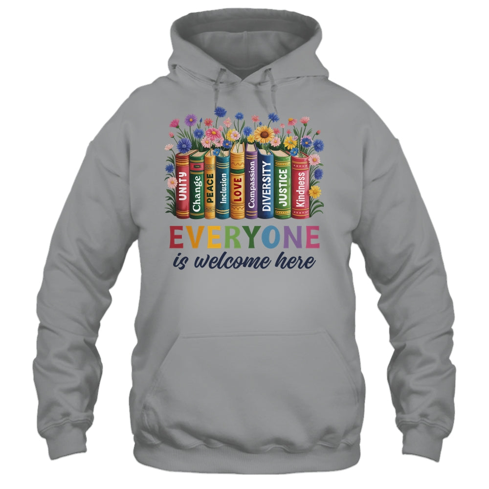 Everyone Is Welcome Here Floral Book LGBT Pride Equality Shirt & Tank Top | teecentury