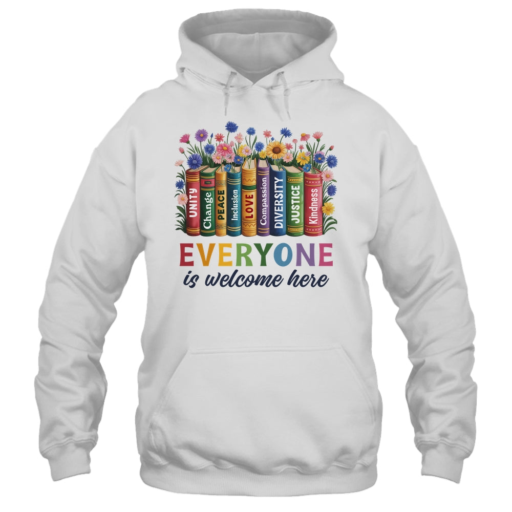 Everyone Is Welcome Here Floral Book LGBT Pride Equality Shirt & Tank Top | teecentury