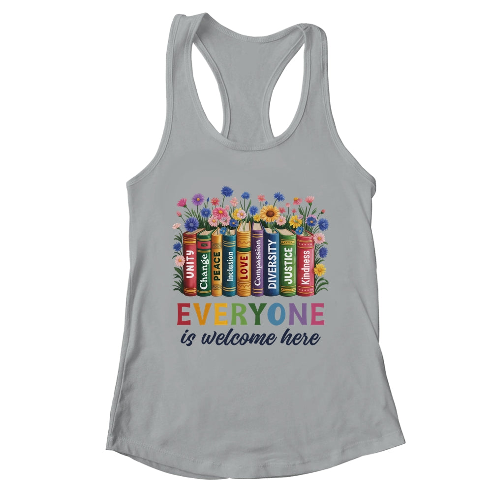 Everyone Is Welcome Here Floral Book LGBT Pride Equality Shirt & Tank Top | teecentury