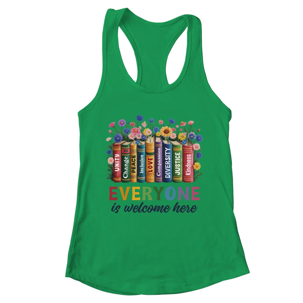 Everyone Is Welcome Here Floral Book LGBT Pride Equality Shirt & Tank Top | teecentury