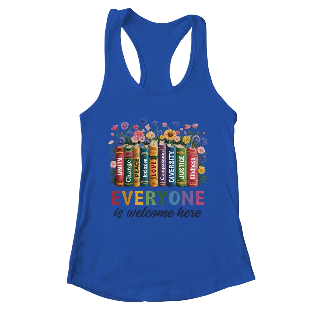 Everyone Is Welcome Here Floral Book LGBT Pride Equality Shirt & Tank Top | teecentury