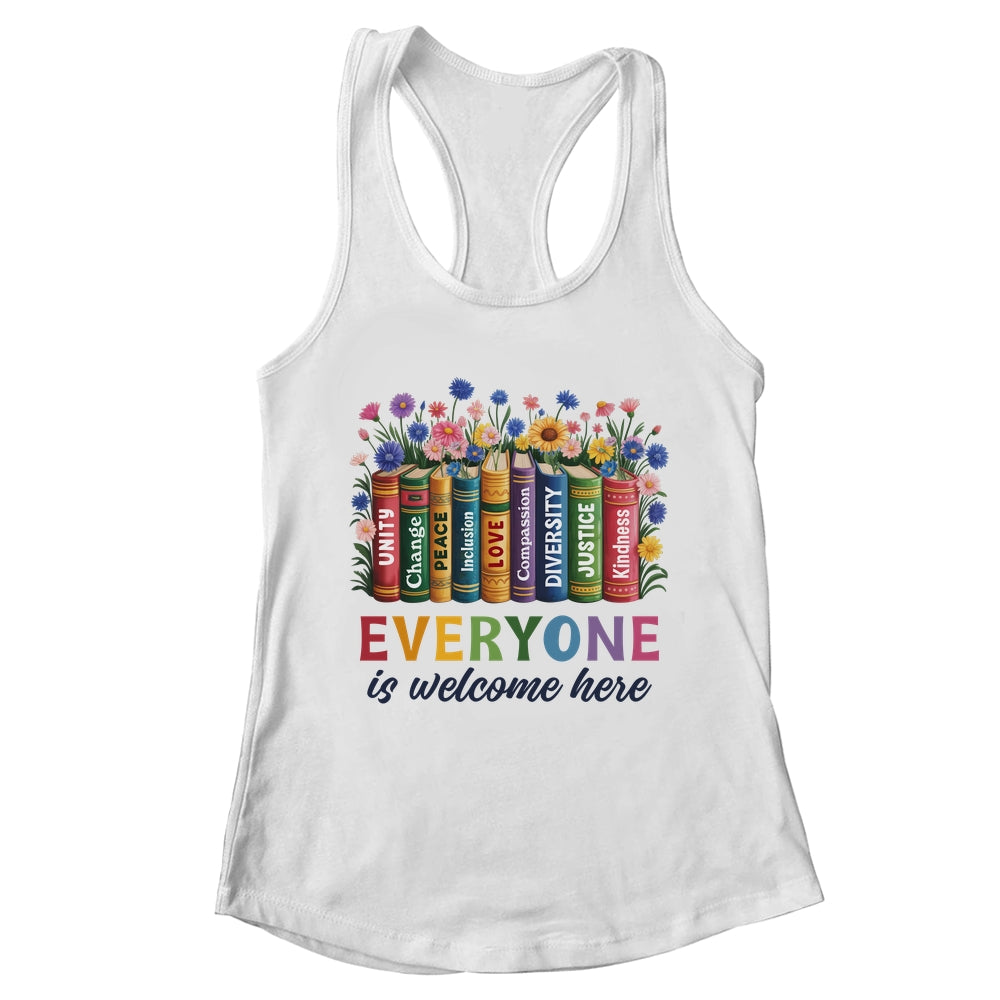 Everyone Is Welcome Here Floral Book LGBT Pride Equality Shirt & Tank Top | teecentury