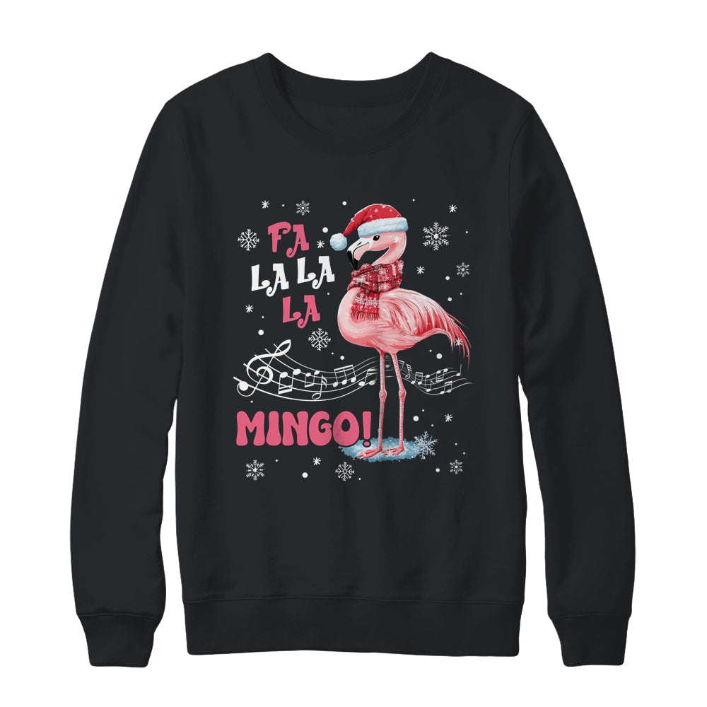 Fa La La Mingo Flamingo Candy Cane Christmas Girls Women Shirt & Sweatshirt | teecentury