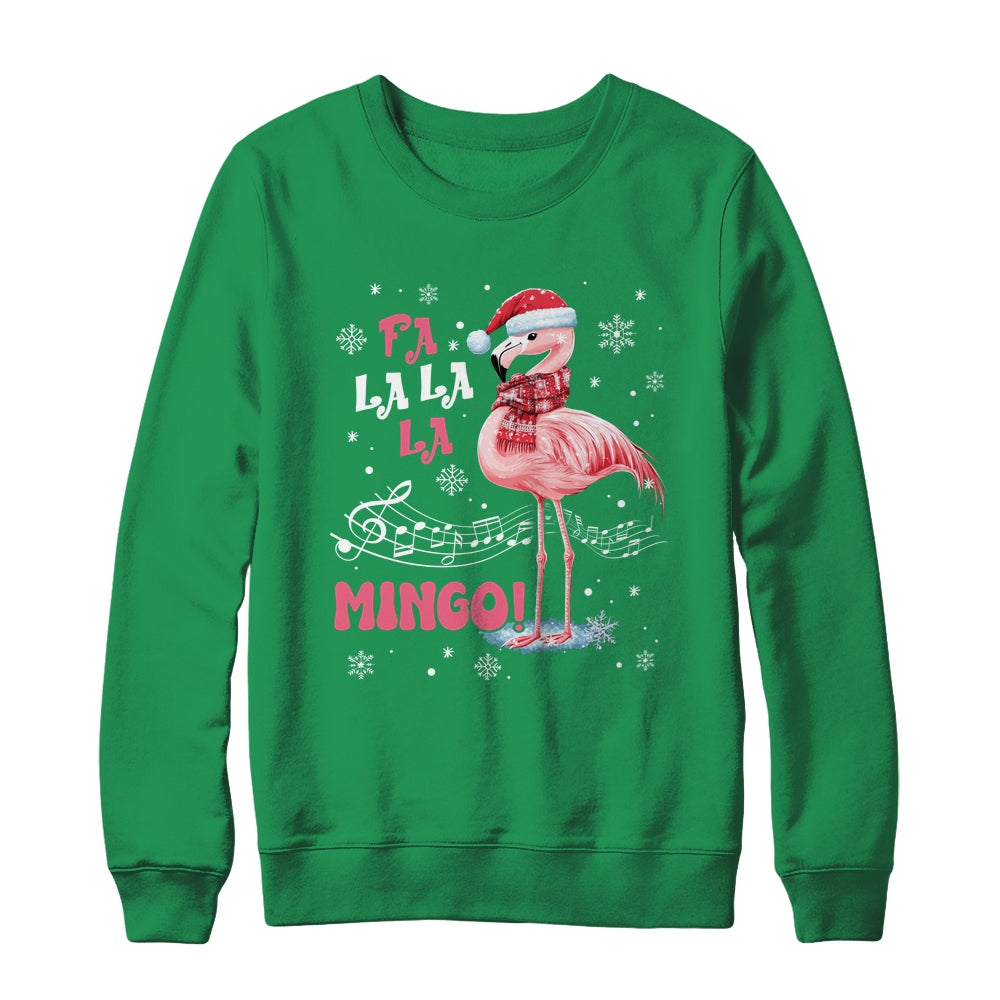 Fa La La Mingo Flamingo Candy Cane Christmas Girls Women Shirt & Sweatshirt | teecentury