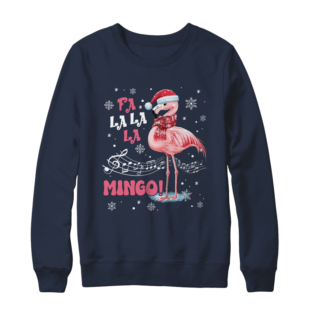 Fa La La Mingo Flamingo Candy Cane Christmas Girls Women Shirt & Sweatshirt | teecentury