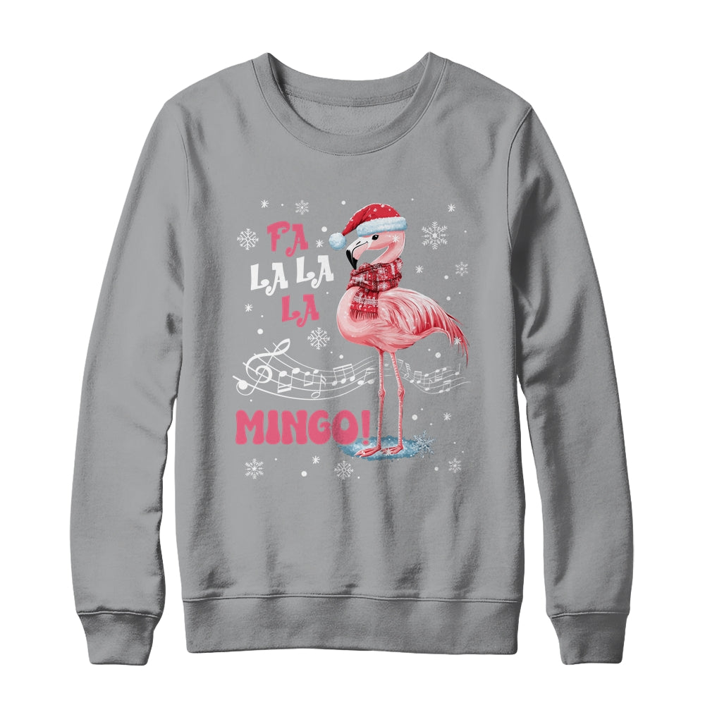 Fa La La Mingo Flamingo Candy Cane Christmas Girls Women Shirt & Sweatshirt | teecentury