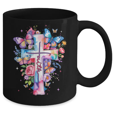 Faith Cross Floral Butterflies Christ Flowers Religious Mug | teecentury