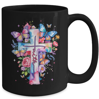 Faith Cross Floral Butterflies Christ Flowers Religious Mug | teecentury