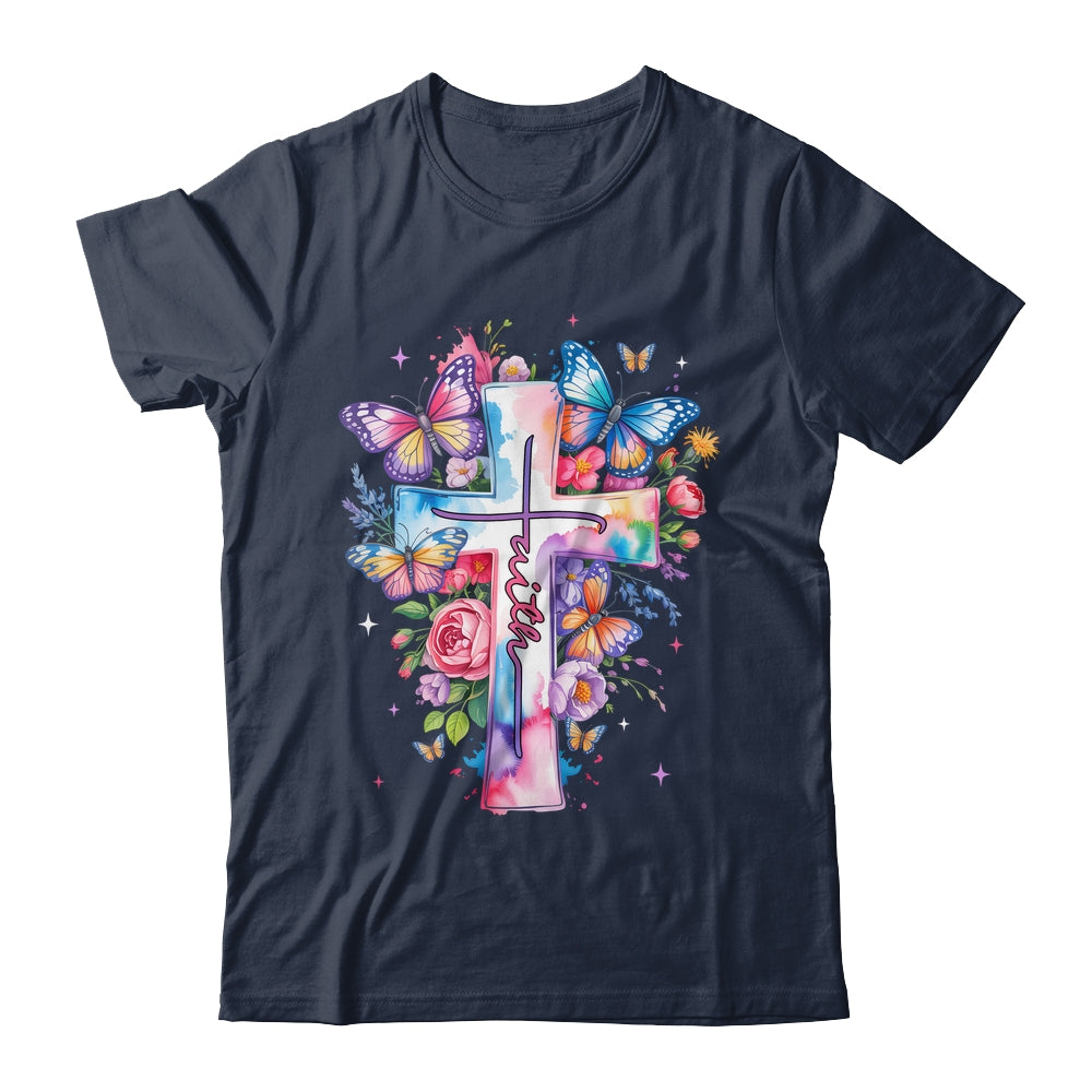 Faith Cross Floral Butterflies Christ Flowers Religious Shirt & Hoodie | teecentury