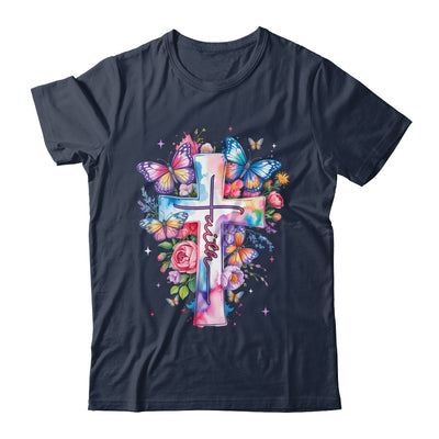Faith Cross Floral Butterflies Christ Flowers Religious Shirt & Hoodie | teecentury
