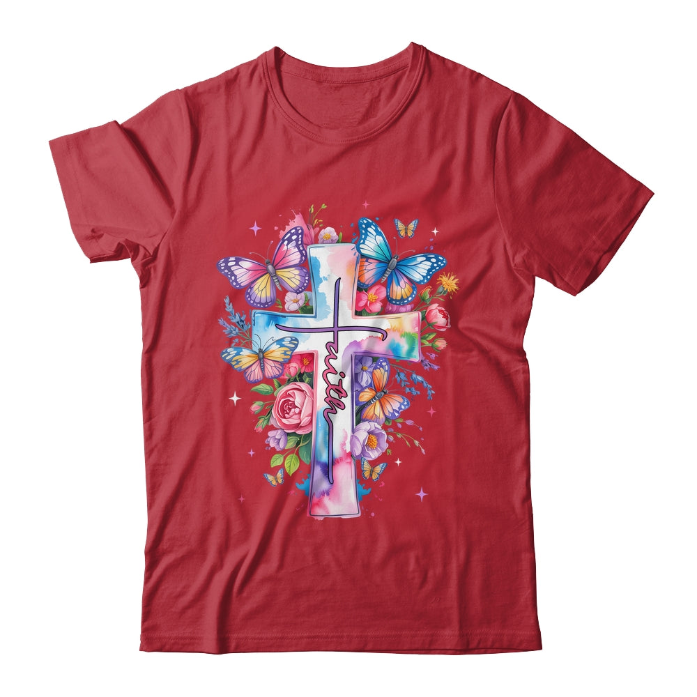 Faith Cross Floral Butterflies Christ Flowers Religious Shirt & Hoodie | teecentury