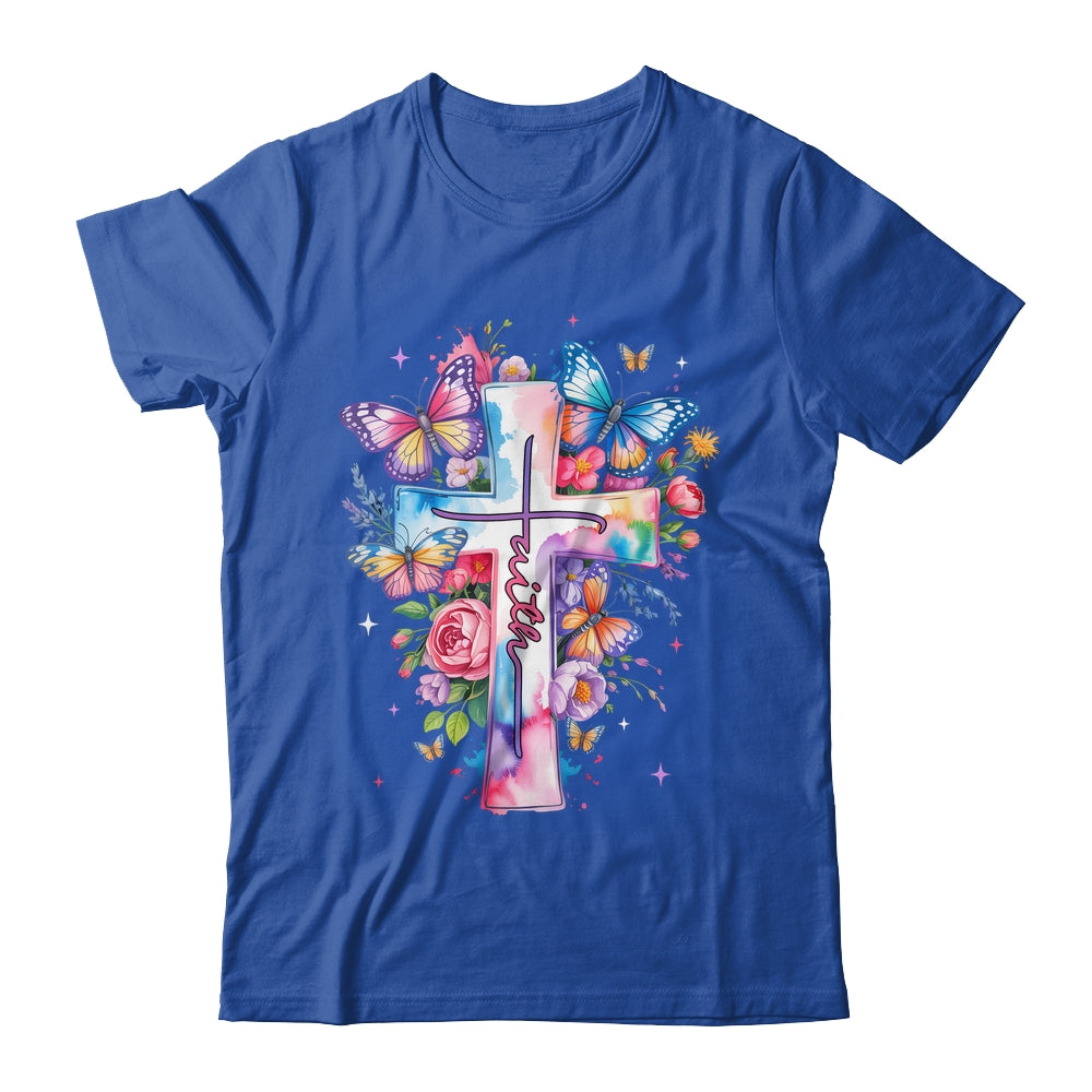 Faith Cross Floral Butterflies Christ Flowers Religious Shirt & Hoodie | teecentury