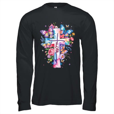 Faith Cross Floral Butterflies Christ Flowers Religious Shirt & Hoodie | teecentury