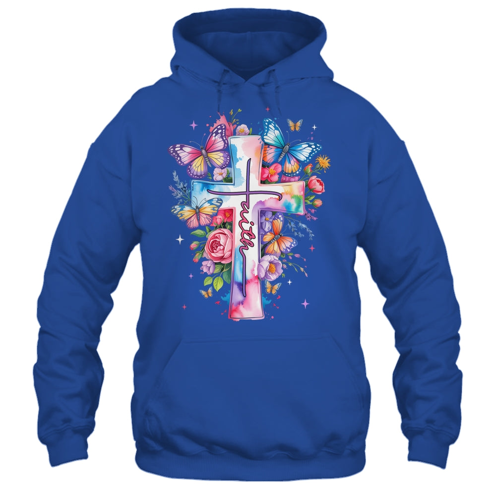 Faith Cross Floral Butterflies Christ Flowers Religious Shirt & Hoodie | teecentury