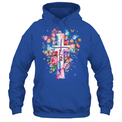 Faith Cross Floral Butterflies Christ Flowers Religious Shirt & Hoodie | teecentury