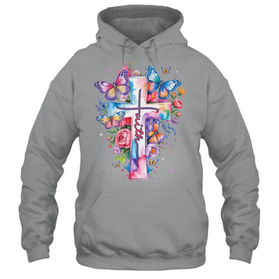 Faith Cross Floral Butterflies Christ Flowers Religious Shirt & Hoodie | teecentury