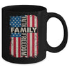 Faith Family Freedom Patriotic Christian Vintage USA Flag Mug | teecentury