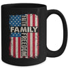 Faith Family Freedom Patriotic Christian Vintage USA Flag Mug | teecentury