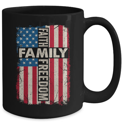 Faith Family Freedom Patriotic Christian Vintage USA Flag Mug | teecentury