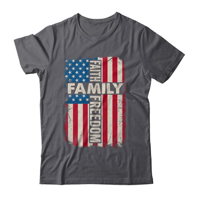 Faith Family Freedom Patriotic Christian Vintage USA Flag Shirt & Hoodie | teecentury