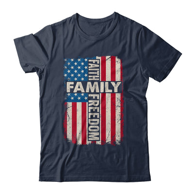 Faith Family Freedom Patriotic Christian Vintage USA Flag Shirt & Hoodie | teecentury