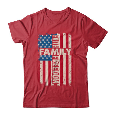 Faith Family Freedom Patriotic Christian Vintage USA Flag Shirt & Hoodie | teecentury