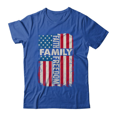 Faith Family Freedom Patriotic Christian Vintage USA Flag Shirt & Hoodie | teecentury