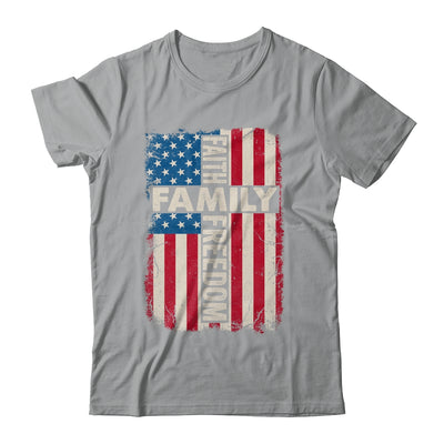 Faith Family Freedom Patriotic Christian Vintage USA Flag Shirt & Hoodie | teecentury