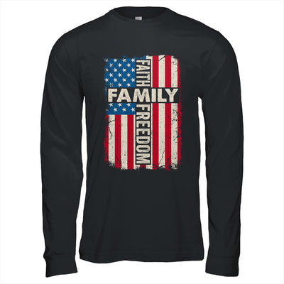 Faith Family Freedom Patriotic Christian Vintage USA Flag Shirt & Hoodie | teecentury