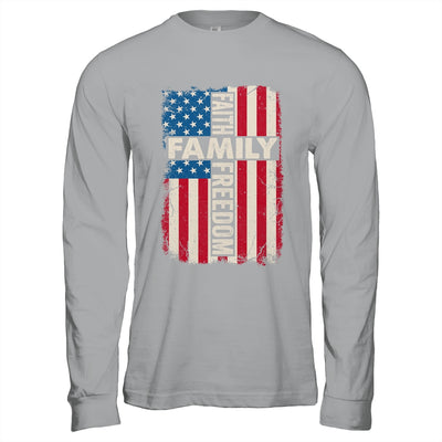 Faith Family Freedom Patriotic Christian Vintage USA Flag Shirt & Hoodie | teecentury