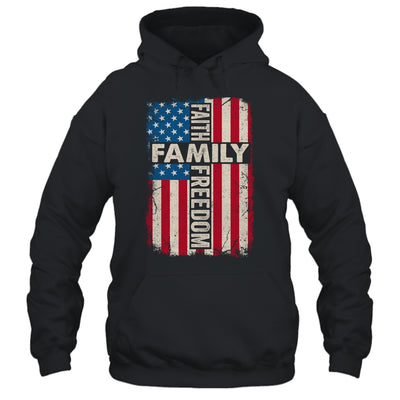 Faith Family Freedom Patriotic Christian Vintage USA Flag Shirt & Hoodie | teecentury