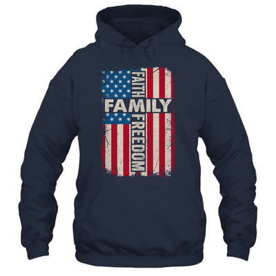 Faith Family Freedom Patriotic Christian Vintage USA Flag Shirt & Hoodie | teecentury