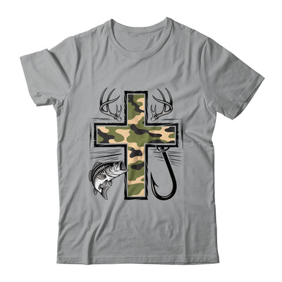 Faith Fishing Hunting Camo Cross With Hook Bass Christian Shirt & Hoodie | teecentury