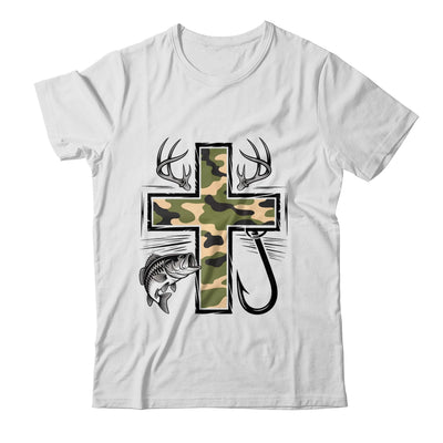 Faith Fishing Hunting Camo Cross With Hook Bass Christian Shirt & Hoodie | teecentury