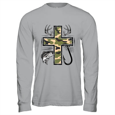 Faith Fishing Hunting Camo Cross With Hook Bass Christian Shirt & Hoodie | teecentury