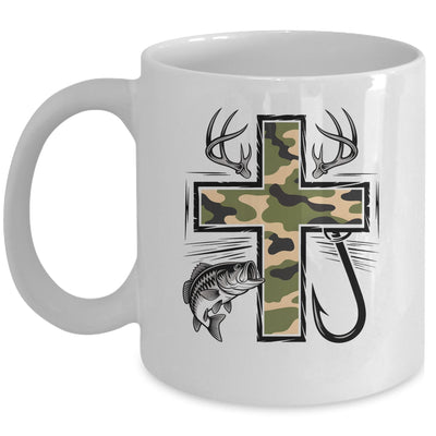 Faith Fishing Hunting Camo Cross With Hook Bass Christian Mug | teecentury