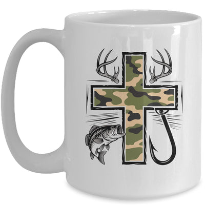 Faith Fishing Hunting Camo Cross With Hook Bass Christian Mug | teecentury