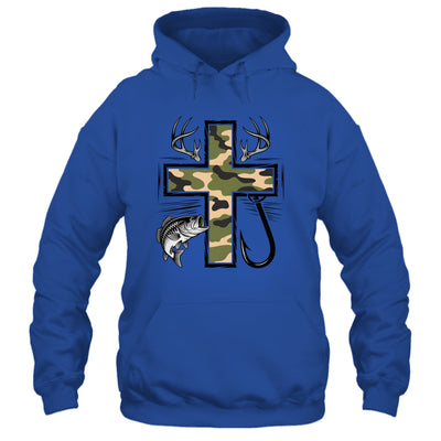 Faith Fishing Hunting Camo Cross With Hook Bass Christian Shirt & Hoodie | teecentury