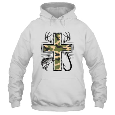 Faith Fishing Hunting Camo Cross With Hook Bass Christian Shirt & Hoodie | teecentury