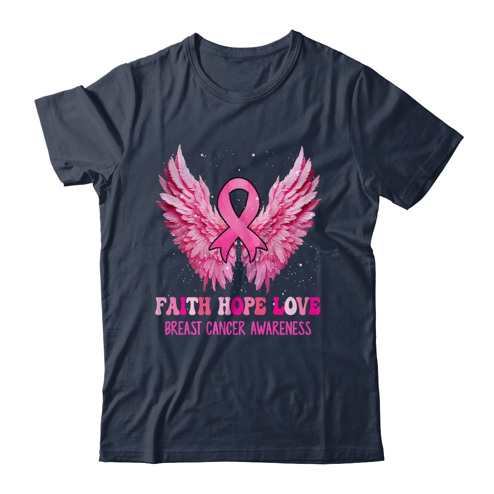 Faith Hope Love Breast Cancer Awareness Pink Ribbon Wings Shirt & Hoodie | teecentury