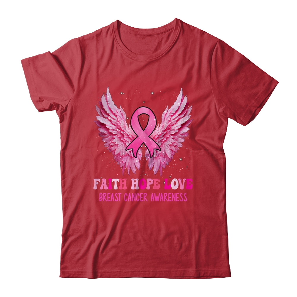 Faith Hope Love Breast Cancer Awareness Pink Ribbon Wings Shirt & Hoodie | teecentury