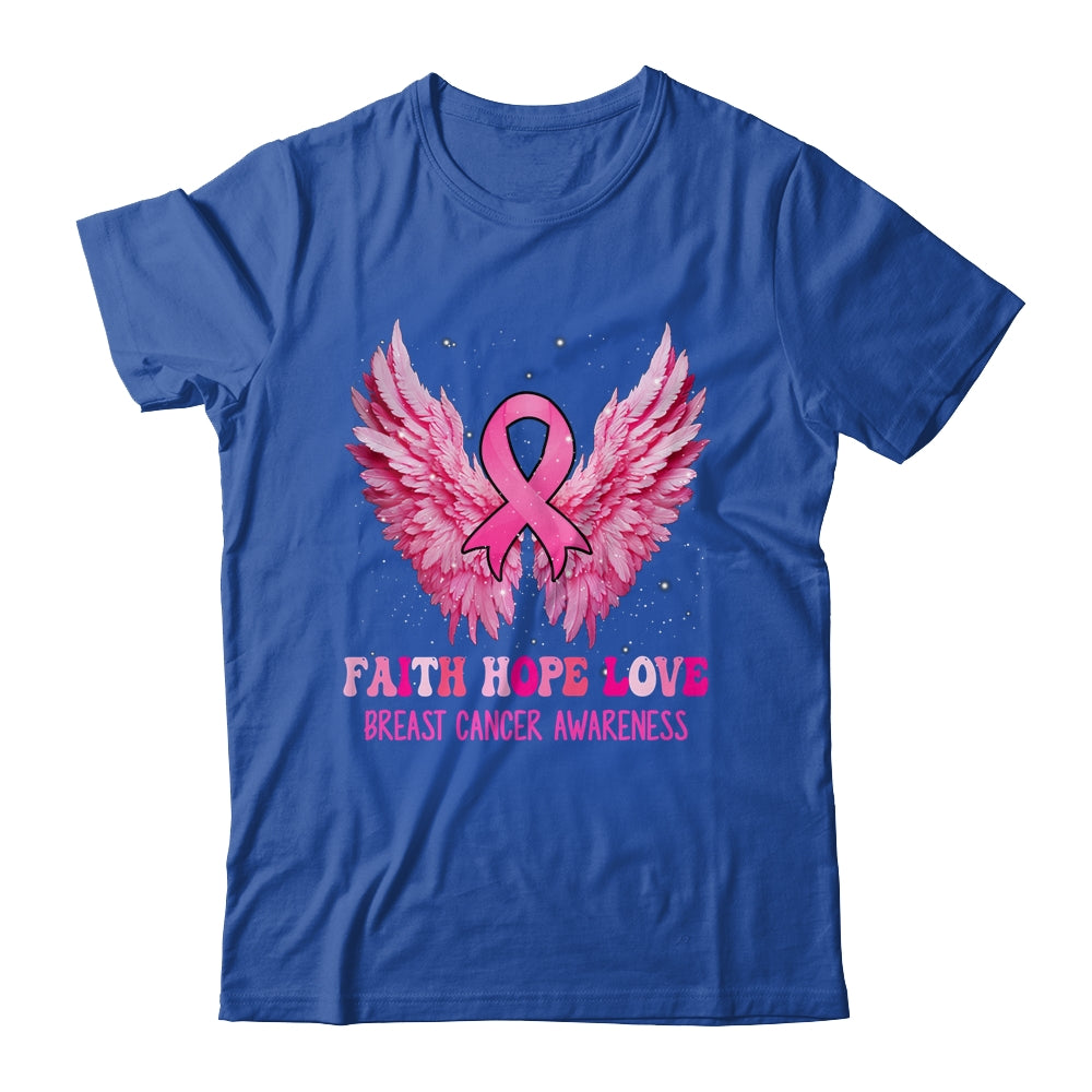 Faith Hope Love Breast Cancer Awareness Pink Ribbon Wings Shirt & Hoodie | teecentury