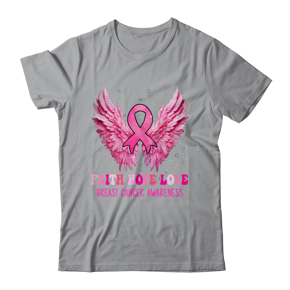 Faith Hope Love Breast Cancer Awareness Pink Ribbon Wings Shirt & Hoodie | teecentury