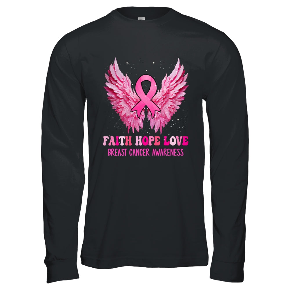 Faith Hope Love Breast Cancer Awareness Pink Ribbon Wings Shirt & Hoodie | teecentury